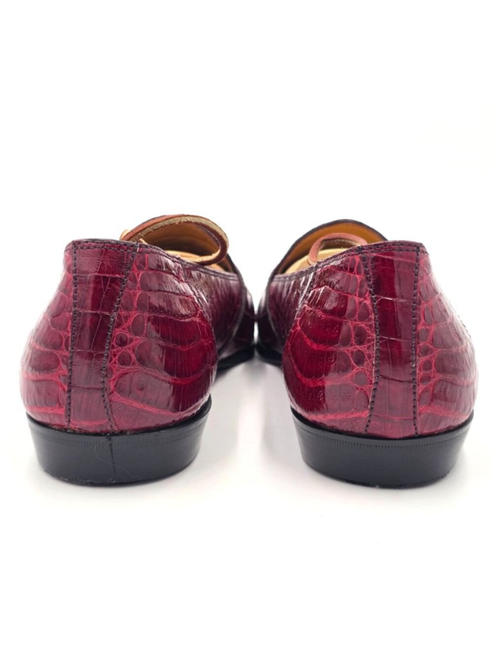 Vintage Crocodile Burgundy David Eden Exotic Italy Loafers Mens 11 Dress Shoes - Picture 7 of 15